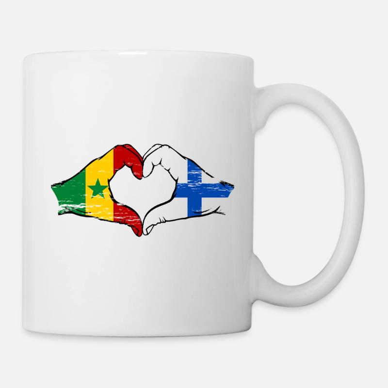 Sénégal Finlande Drapeau Mains Coeur Forme - Mug blanc - blanc
