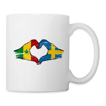 Senegal Sweden flag hands heart shape used - Mug - white - Right