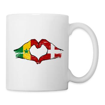 Senegal Denmark flag hands heart shape used - Mug - white - Right