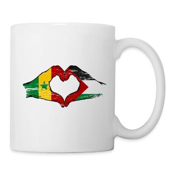 Senegal Palestine Flag Hands Heart Shape Used - Mug - white - Right