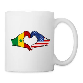 Senegal USA Flagge Hände Herzform - Tasse - Weiß - Rechts