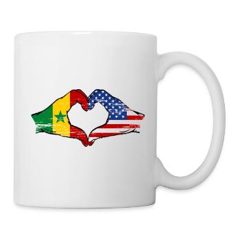 Senegal USA Flag Hands Heart Shape Used - Mug - white - Right