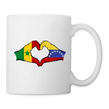 Senegal Venezuela flag hands heart shape used - Mug - white - Right