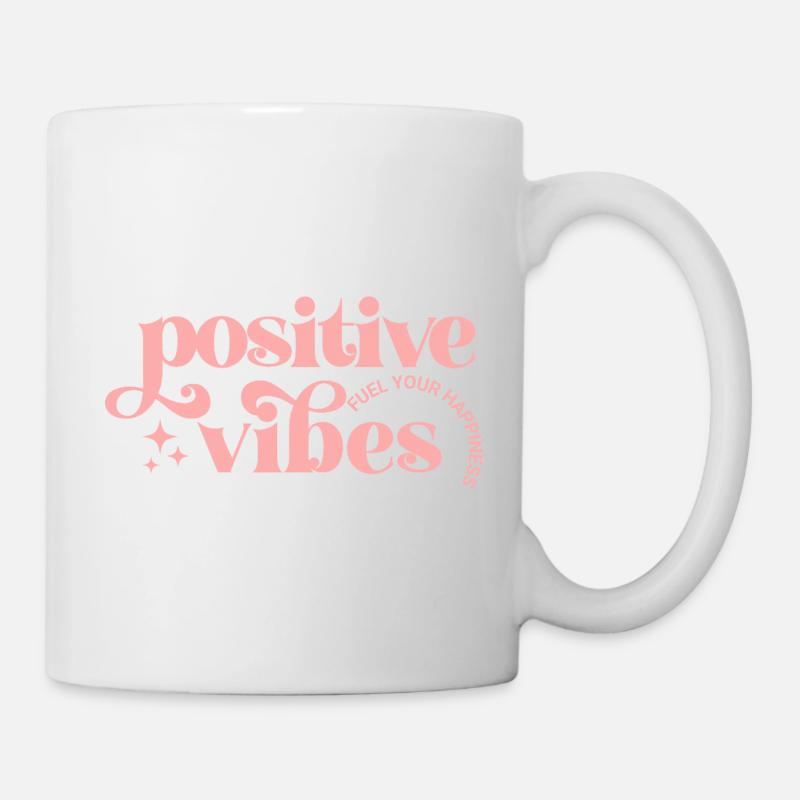 Vibes Positives en Typographie Rose - Mug blanc - blanc
