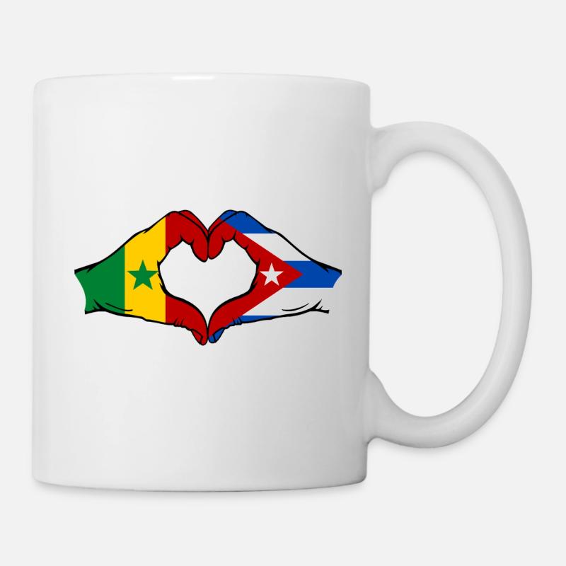 Senegal Cuba Flag Hands Heart Shape - Mug - white