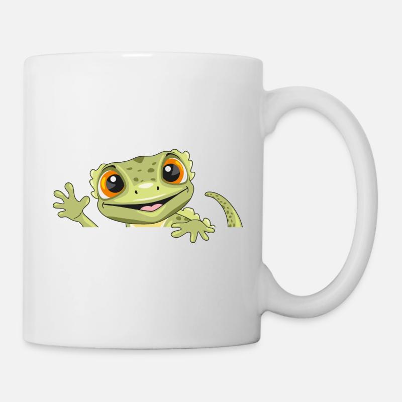 Peeking funny welcoming gecko - Mug - white