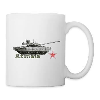 Tank silhouette with red star - Mug - white - Right