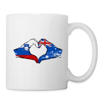 Australia Slovenia flags hands used - Mug - white - Right
