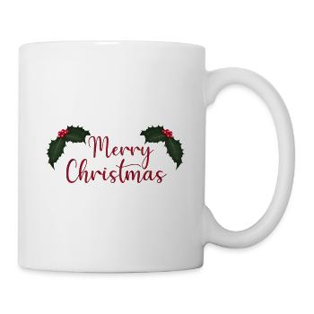 Lettrage de joyeux Noël avec houx - Mug blanc - blanc - Droite