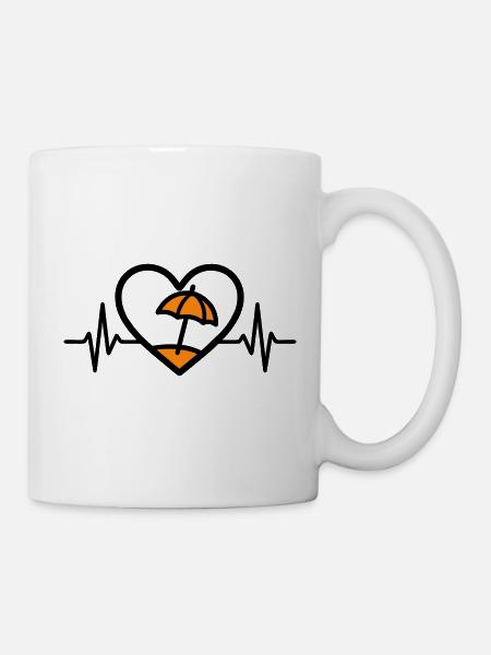 Strand Herz Urlaub Sonne - Tasse - Weiß
