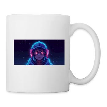 Neon gamer avec casque - Mug blanc - blanc - Droite