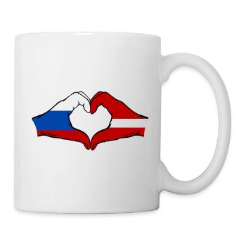 Russland_Lettland_Flagge_Hände_Herzform - Mug blanc - blanc - Droite