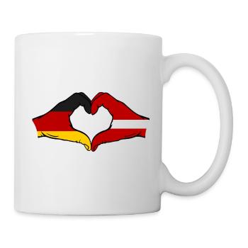 Hollande Lettonie drapeau mains forme de coeur utilisé - Mug blanc - blanc - Droite