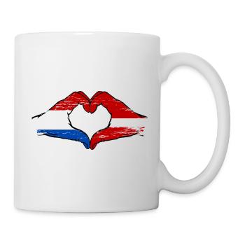 Holland Latvia flag hands heart shape used - Mug - white - Right