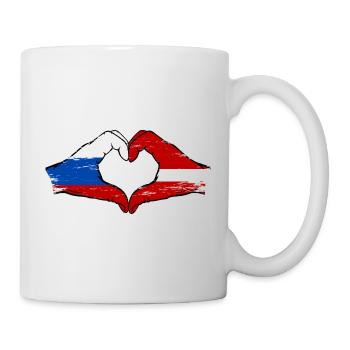 Russie Lettonie Drapeau Mains Coeur Forme - Mug blanc - blanc - Droite