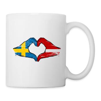 Suède Lettonie drapeau coeur utilisé - Mug blanc - blanc - Droite