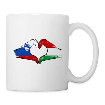 Slovenia Hungary flag hands heart shape used - Mug - white - Right