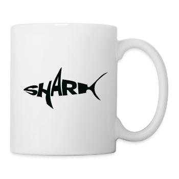 Mot-symbole requin noir Typographie avec nageoire - Mug blanc - blanc - Droite
