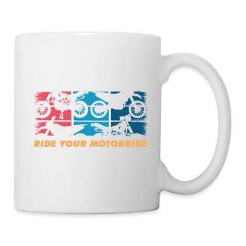 Ride Your Motorbike – Klassisches Retro Design - Tasse - Weiß - Rechts