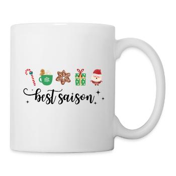 Best season is cozy XMas Christmas with symbols - Mug - white - Right