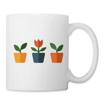 A tulip and other plants in a flower pot - Mug - white - Right