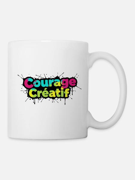 Courage Créatif Bunte Typografie - Tasse - Weiß