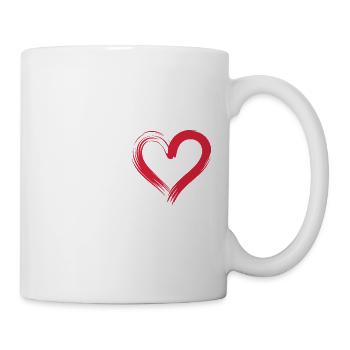 Herzschlag Linie mit rotem Herz - Tasse - Weiß - Rechts
