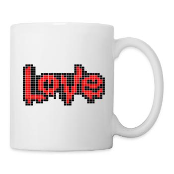 Pixel Art Text – LIEBE in roten Buchstaben - Tasse - Weiß - Rechts