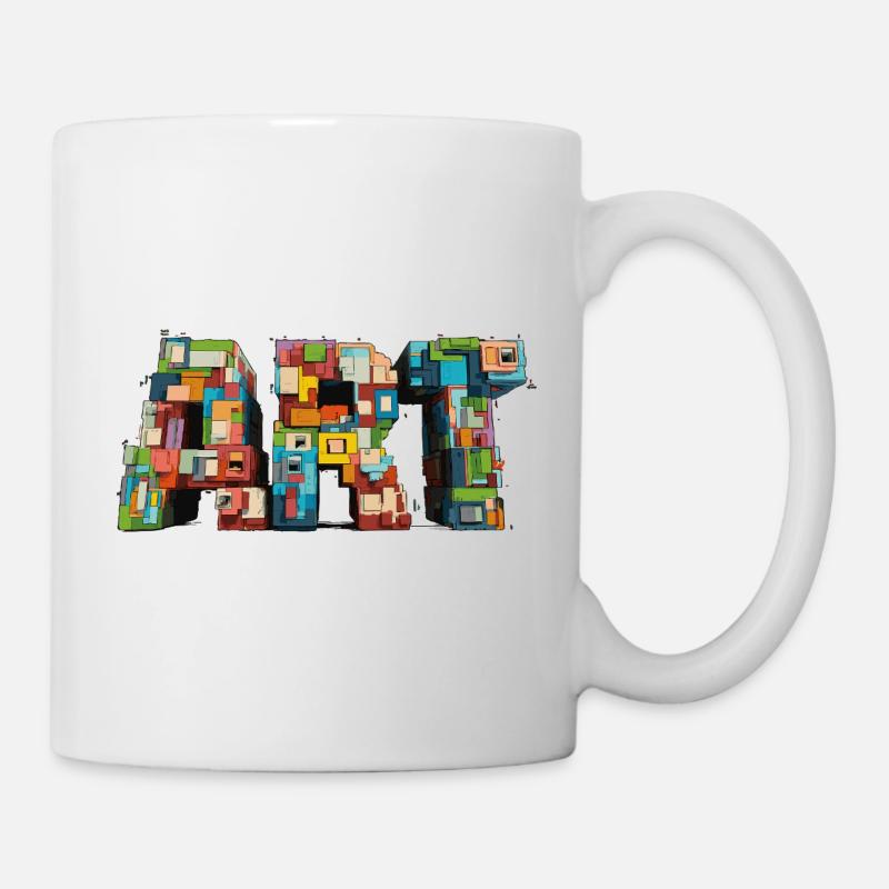 Buntes Pixel ART Motiv im Retro Look - Tasse - Weiß