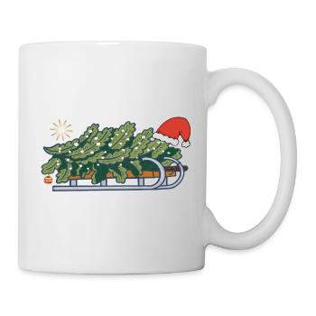 Christmas tree on a sleigh - Mug - white - Right