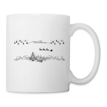 Winterliches Häuserpanorama Linienzeichnung - Tasse - Weiß - Rechts