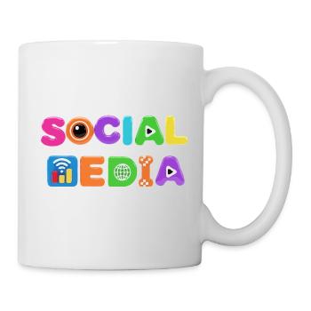 Bunte Social Media Pop Art - Tasse - Weiß - Rechts