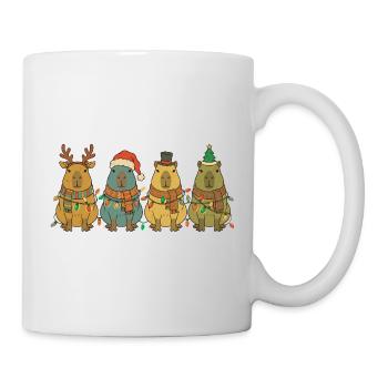 Capybara Vintage Retro Weihnachtsbeleuchtung - Tasse - Weiß - Rechts