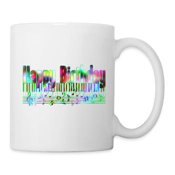 Musique d’anniversaire néon Kaléidoscope Joyeux - Mug blanc - blanc - Droite