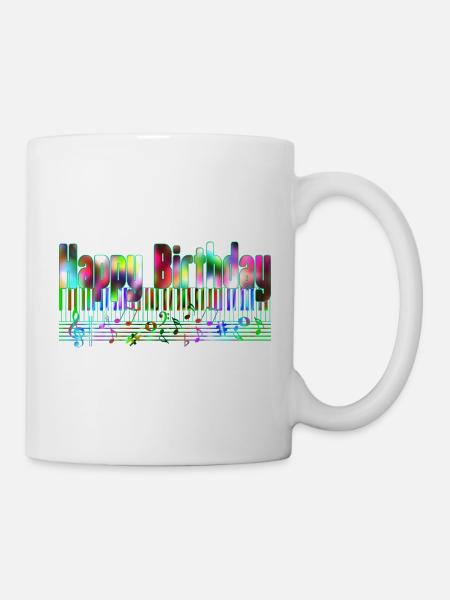 Musique d’anniversaire néon Kaléidoscope Joyeux - Mug blanc - blanc