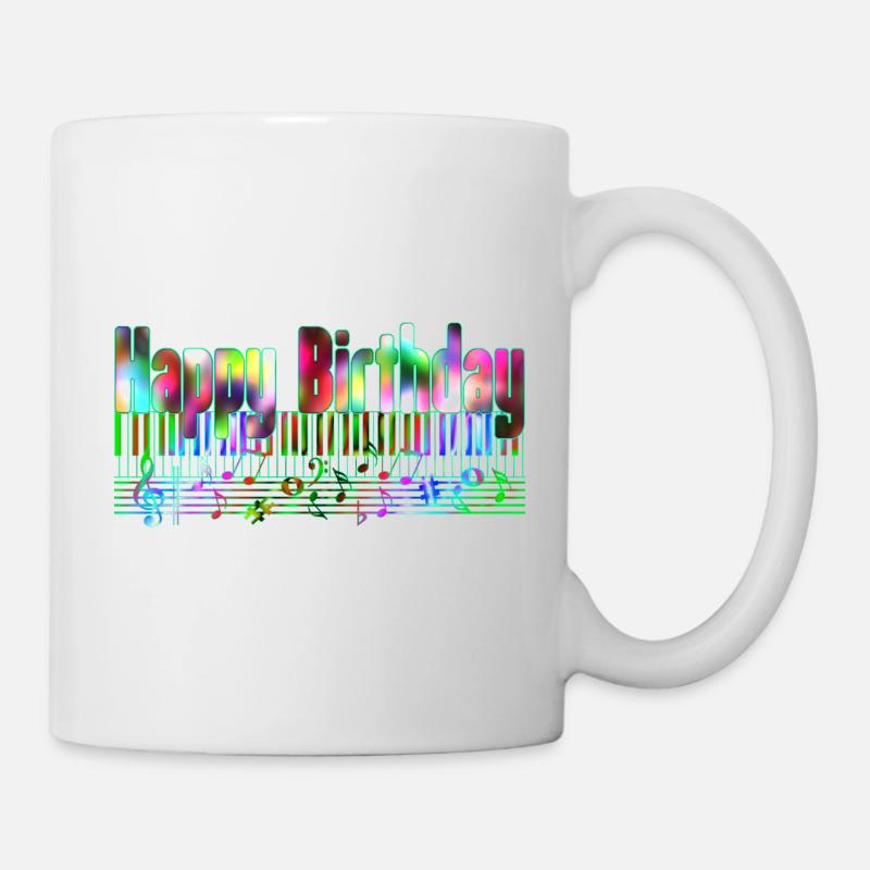 Neon Geburtstagsmusik Kaleidoskop Happy - Tasse - Weiß