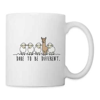 Osez être différent – Illustration de moutons-alpagas - Mug blanc - blanc - Droite