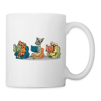 Süße Tiere lesen Glauben an sich selbst Buchgeschenk - Tasse - Weiß - Rechts