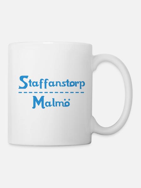 Staffanstorp – Malmö Himmelblaues Design - Tasse - Weiß