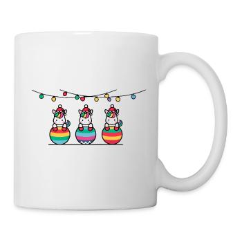3 Einhörner Weihnachtskugeln Freunde - Tasse - Weiß - Rechts