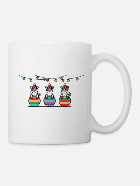 3 Einhörner Weihnachtskugeln Freunde - Tasse - Weiß