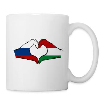 Drapeau Russie Hongrie Mains Forme de cœur - Mug blanc - blanc - Droite