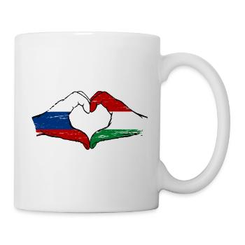 Russia Hungary Flag Hands Heart Shape Used - Mug - white - Right