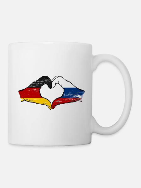Deutschland Russland Flagge Herz - Tasse - Weiß