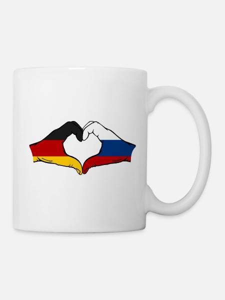 Deutschland Russland Flagge Herz - Tasse - Weiß