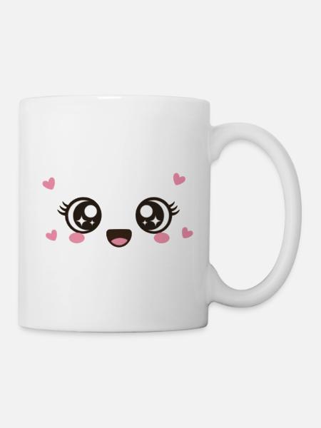 Kawaii Yeux mignons - Mug blanc - blanc