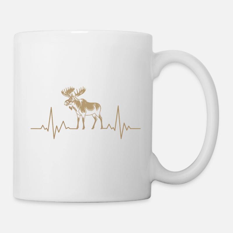 Moose Herzschlag Silhouette - Tasse - Weiß