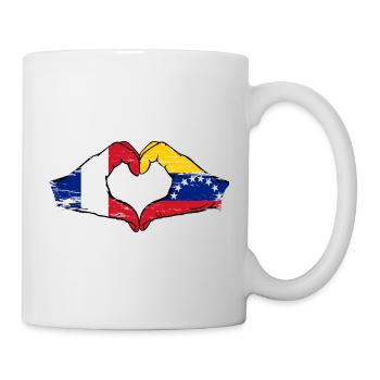 France Venezuela Flag Hands Heart Shape - Mug - white - Right