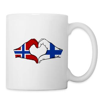 Mains en forme de cœur du drapeau de la Norvège Finlande - Mug blanc - blanc - Droite