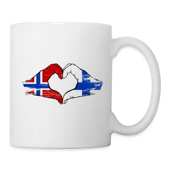 Mains en forme de cœur du drapeau de la Norvège de la Finlande - Mug blanc - blanc - Droite